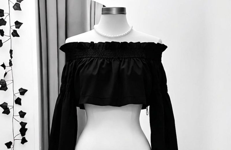 Off-Shoulder Black Crop Top ✨