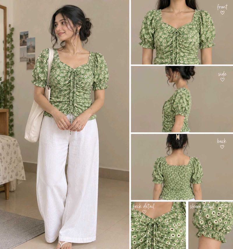Chic Floral Ruched Top