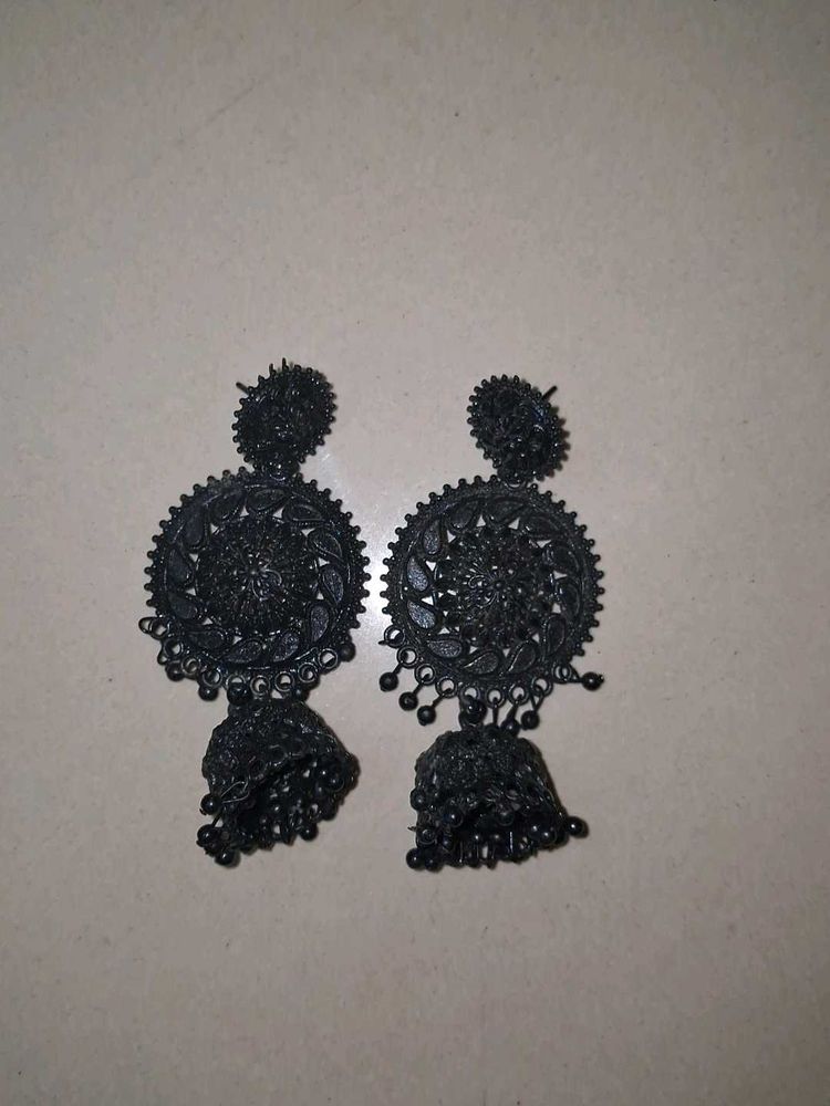 Black Jhumka Earrings