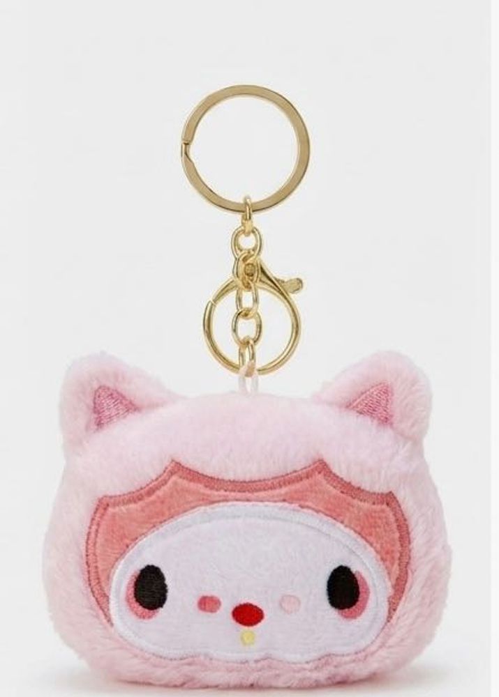 Cute Pink Plush Kitty Keychain