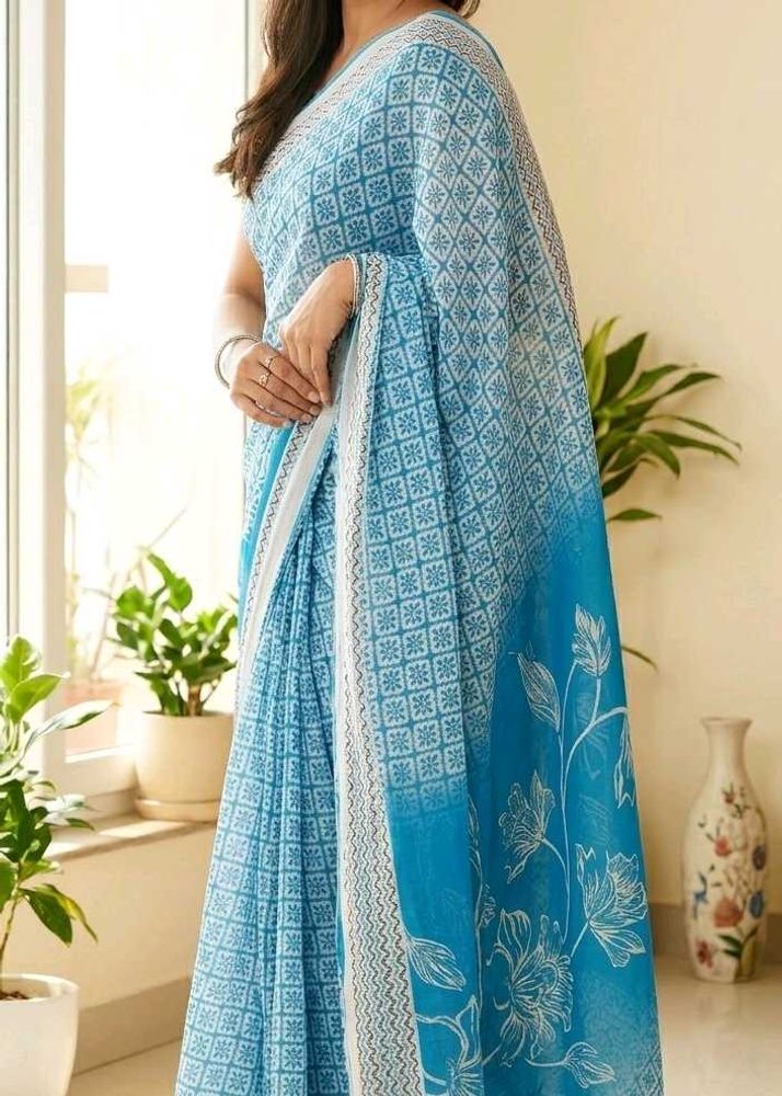 Beautiful Blue Floral Saree