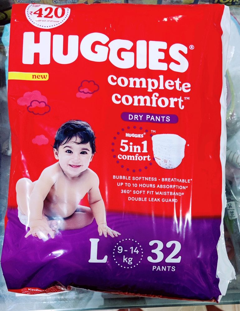 HUGGIES COMPLETE COMFORT BABY DIAPER LARGE SIZE 32PC PACK