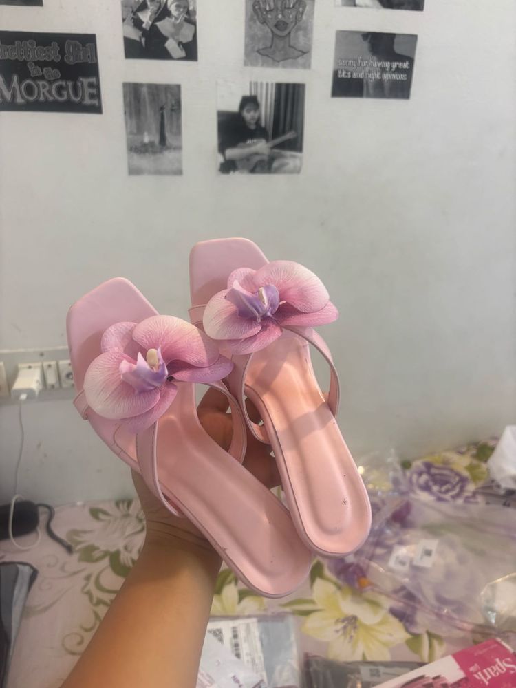 pink floral heel