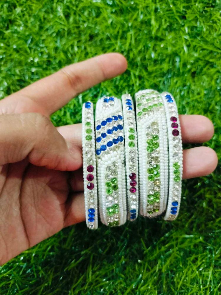 Multi Colour Silver Bangles