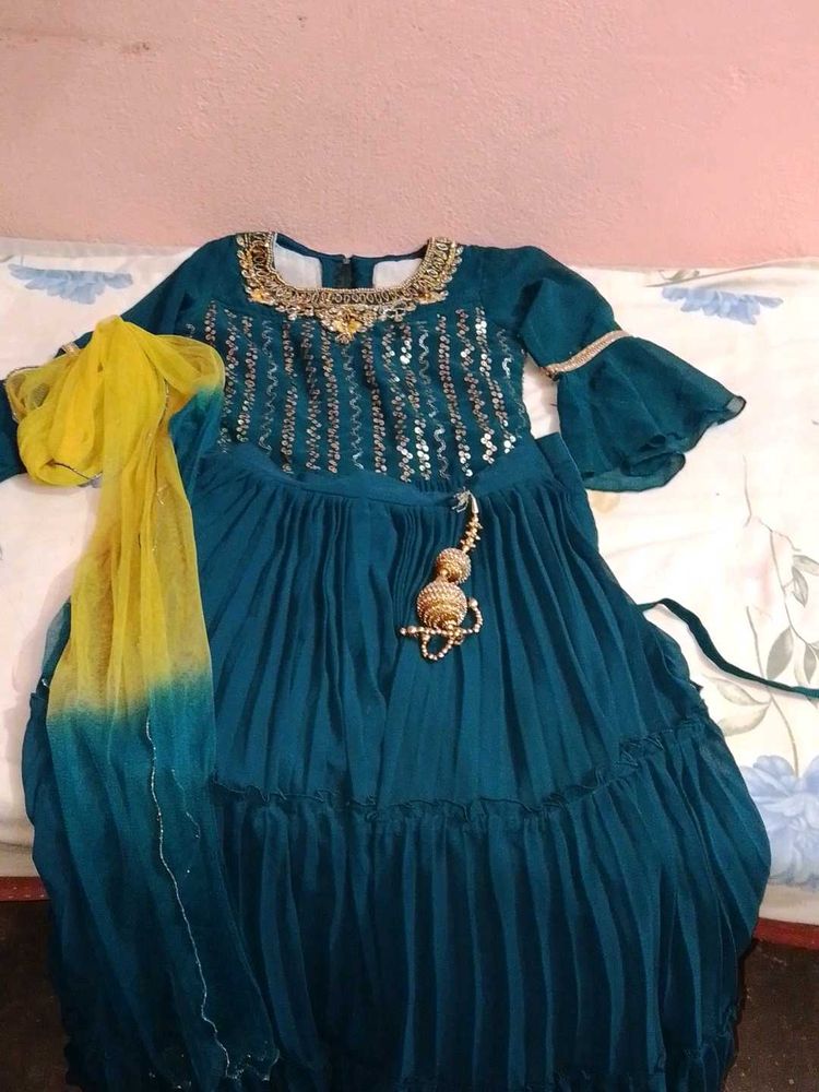 Stunning Teal Ethnic lehanga with Dupatta