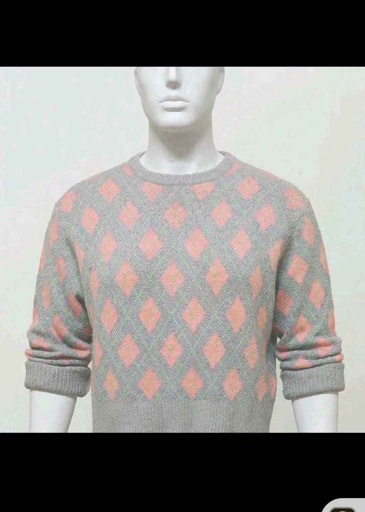 Argyle Pattern Boxy cable knit sweater
