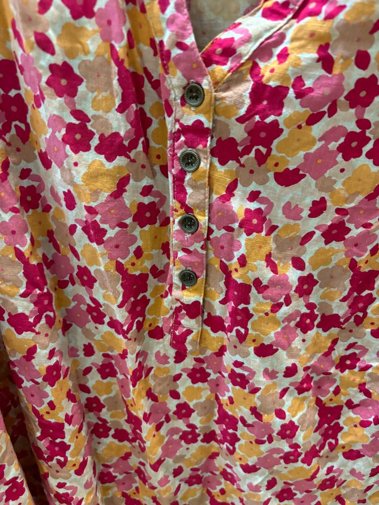 Floral Pink Cotton Tunic