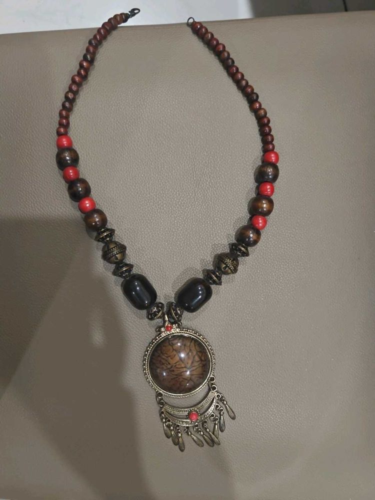 Bohemian Beaded Pendant Necklace