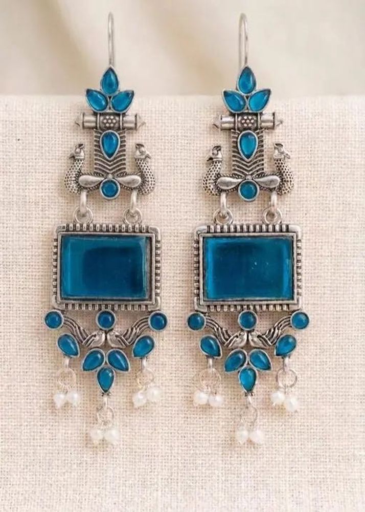 Bohemian Blue Stone Peacock Earrings