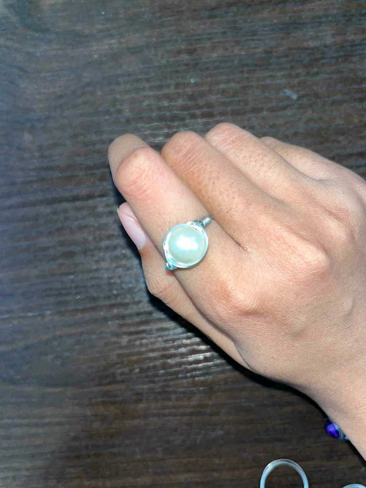 Elegant Pearl Wire Wrapped Ring