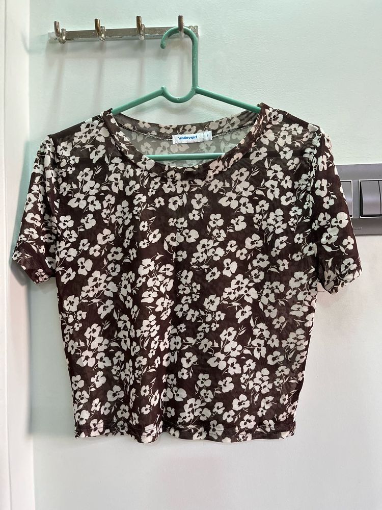Floral Mesh Sheer Top