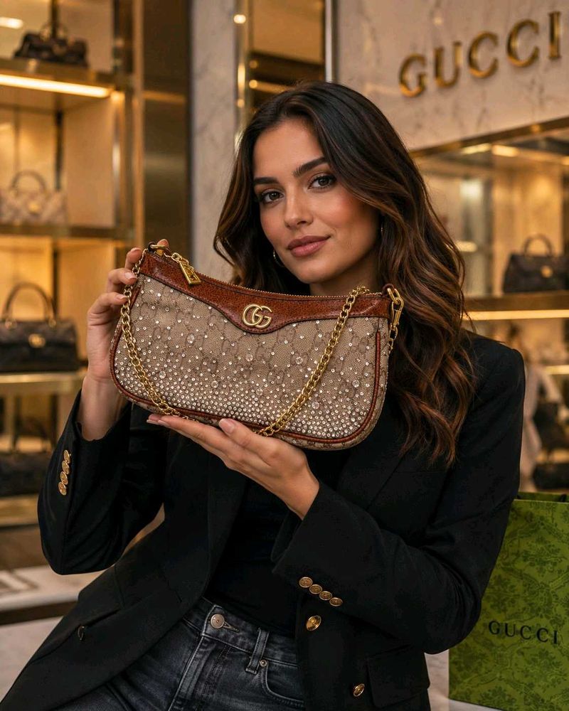 Gucci Rhinestone Shoulder Bag PARTY WEAR WITH BOX