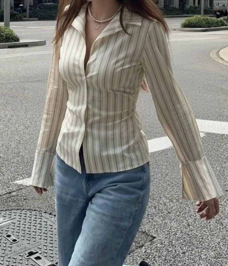 Chic Striped Button-Up Shirt