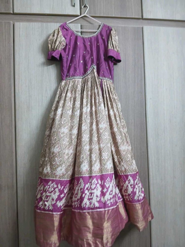 Beautiful Purple &amp; Beige Ethnic frock