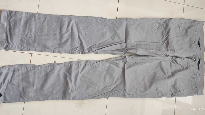 Men's Grey Striped Chinos