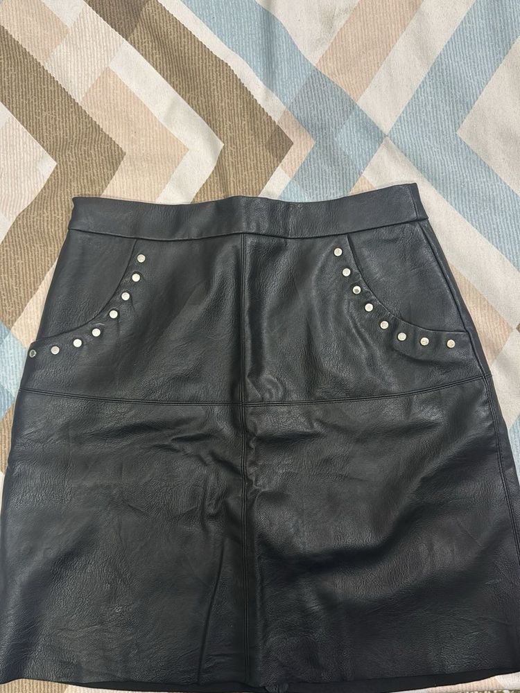 Black Faux Leather Mini Skirt