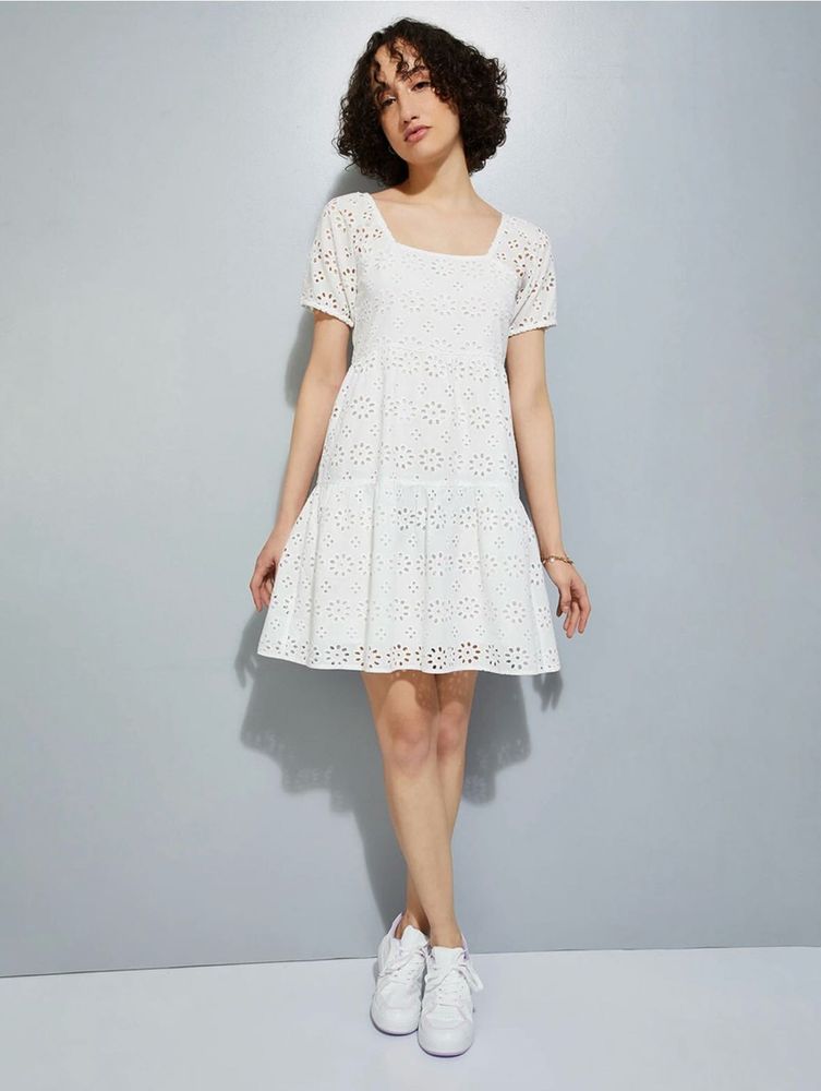 Chic White Broderie Anglaise Dress