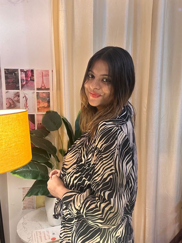 Chic Zebra Print Button-Up Top