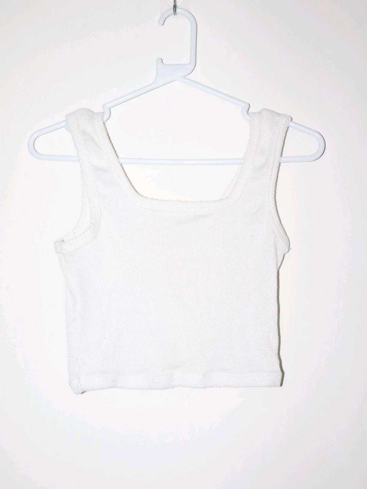 White Cropped Tank Top