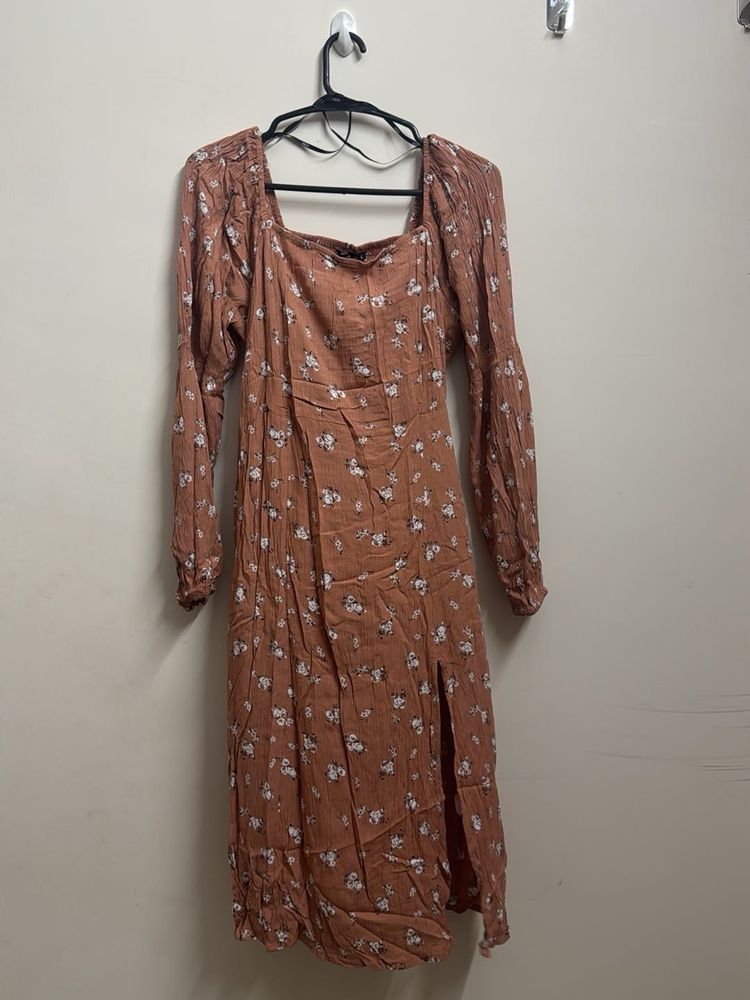 Floral Print Square Neck Midi Dress - Westside(L s