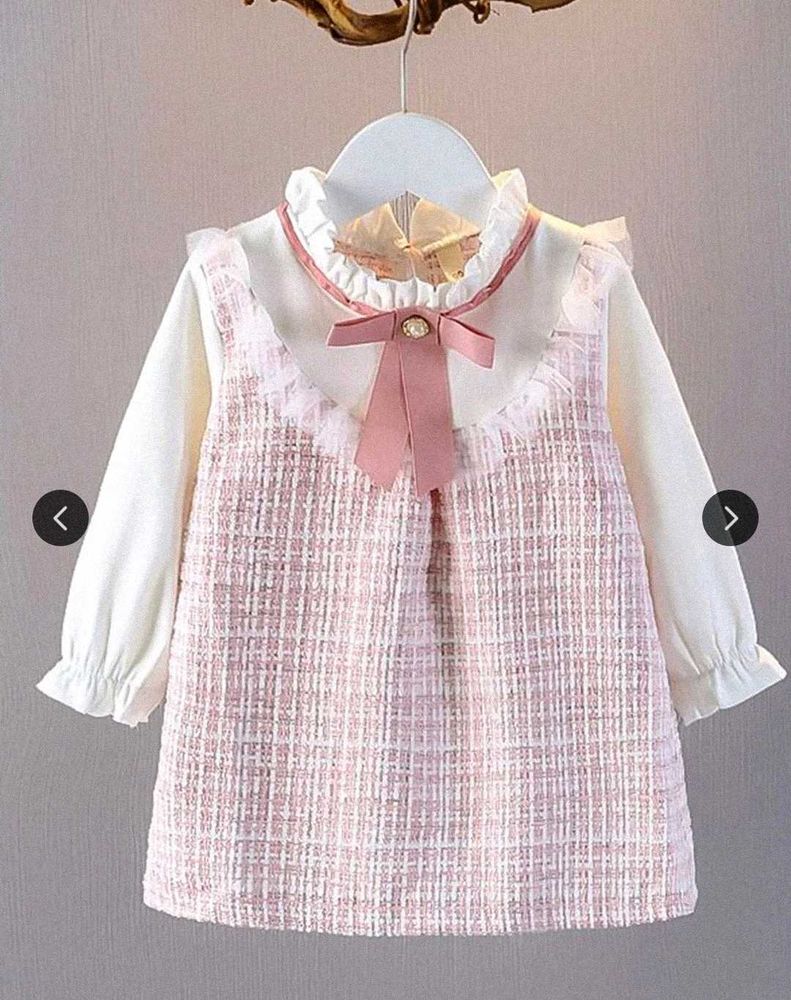 Cute Pink Tweed Girls Dress