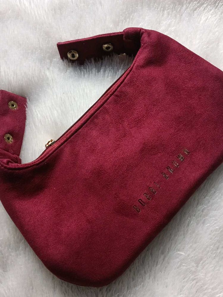 Bobbi Brown velvet Burgundy Suede Pouch♥️💕