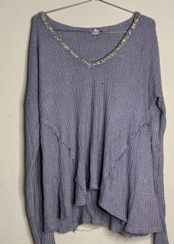 Sparkly Embellished V-Neck Top