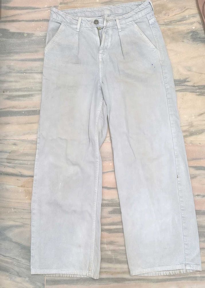 Casual Light Grey Straight Jeans