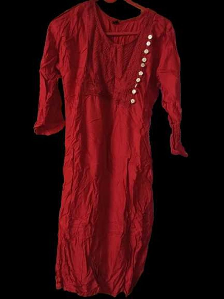 Red Embroidered Kurta new only
