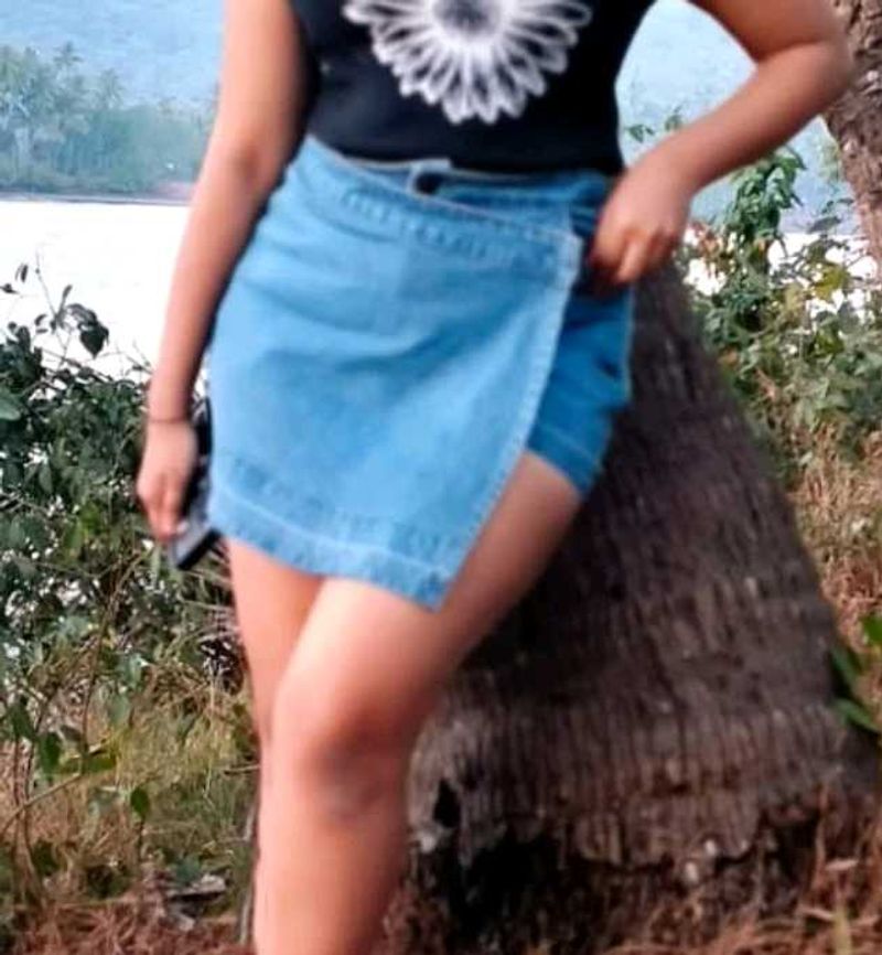Blue Denim High-Waisted Skorts