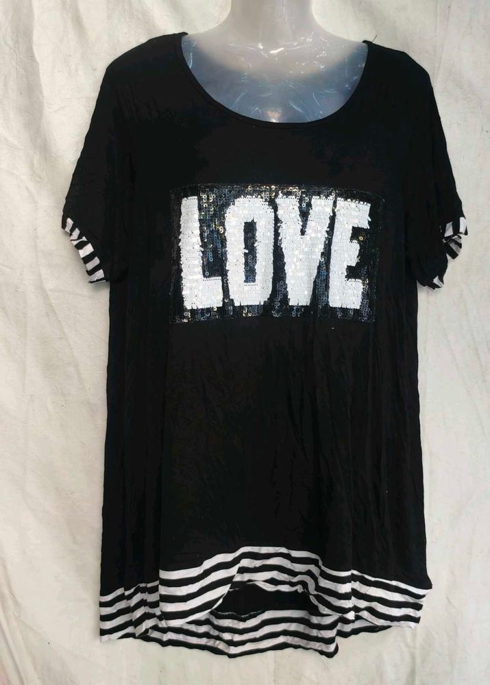 I. Black "LOVE" Sequin T-Shirt