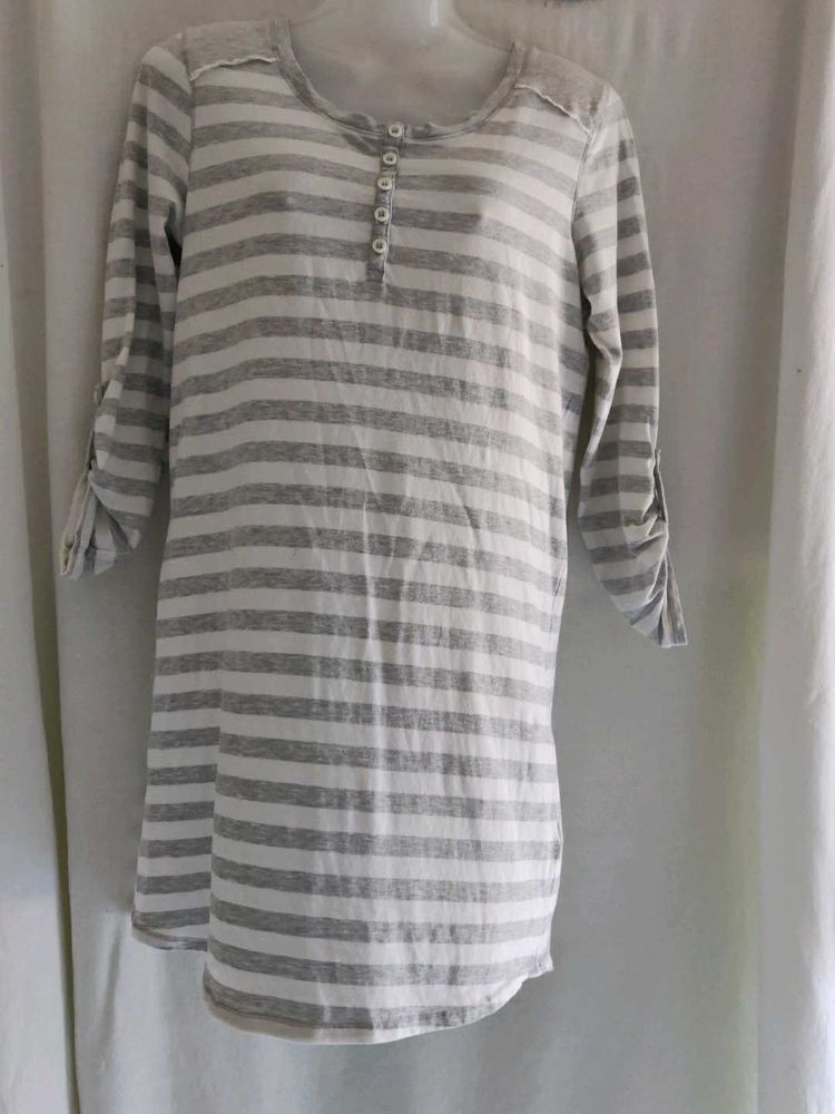 M&amp;S Striped Henley Tunic Top