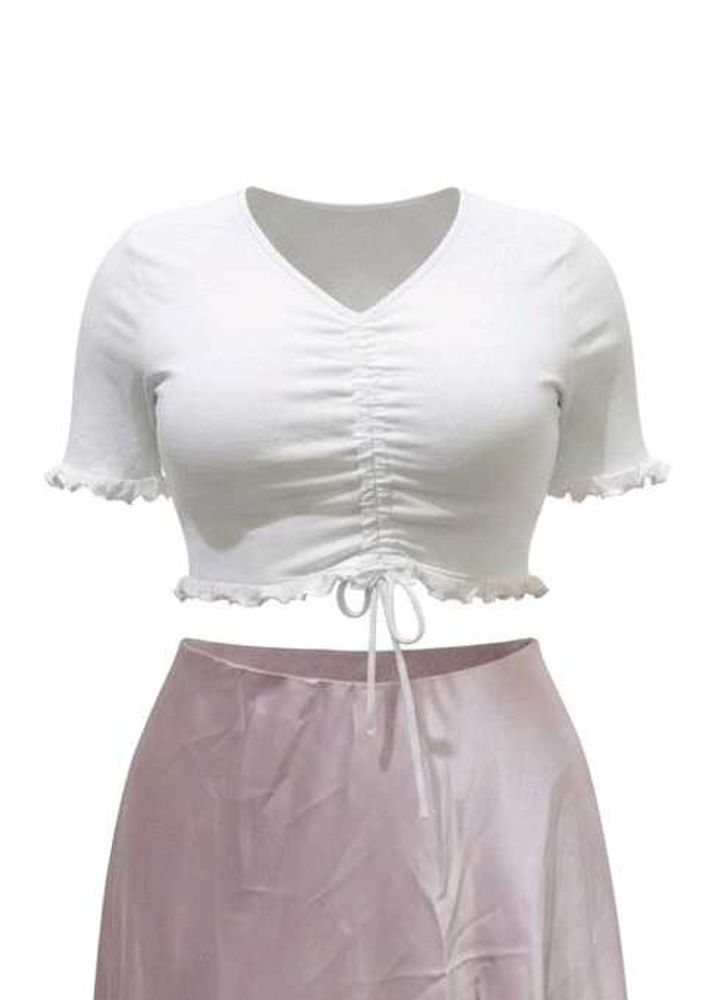 Ruched White Halter Top
