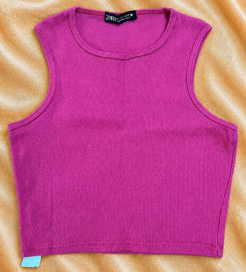 ZARA pink crop tank top