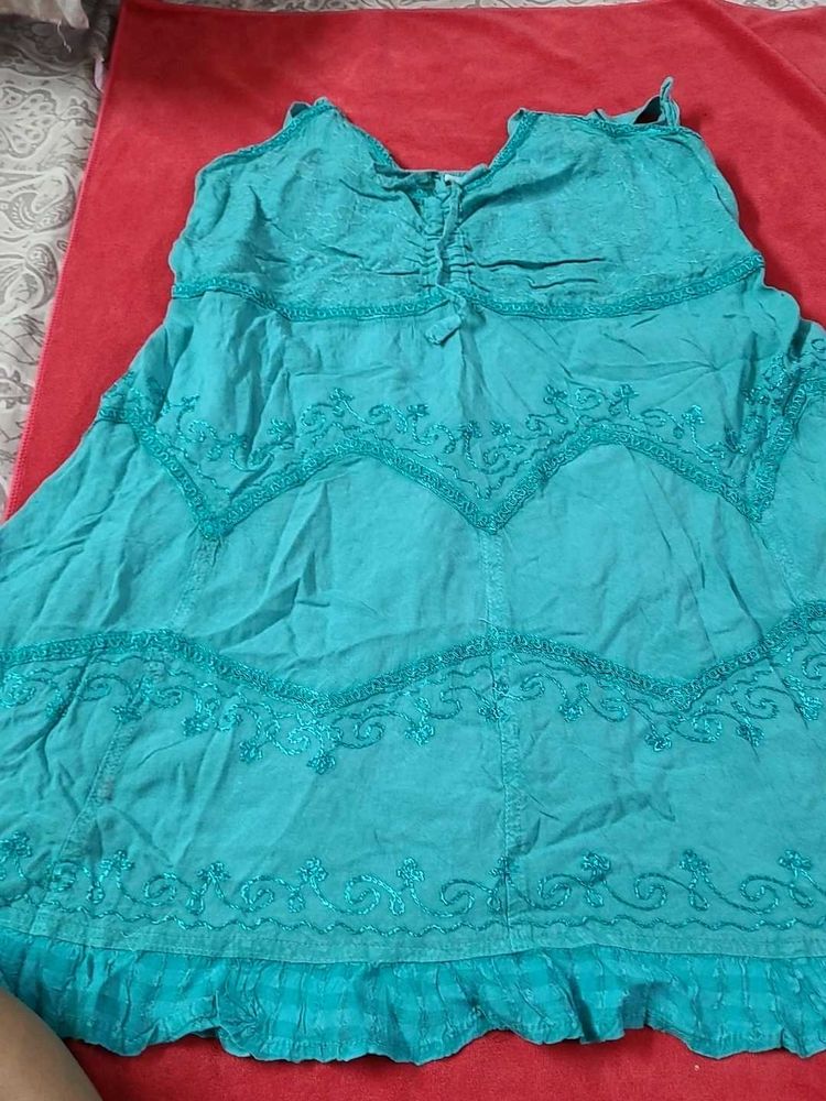 Beautiful Teal Embroidered Dress