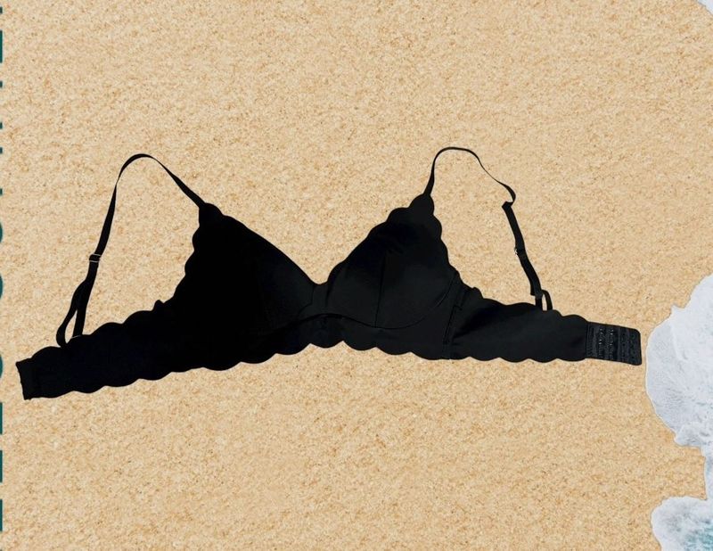 Black Scalloped Bikini Top