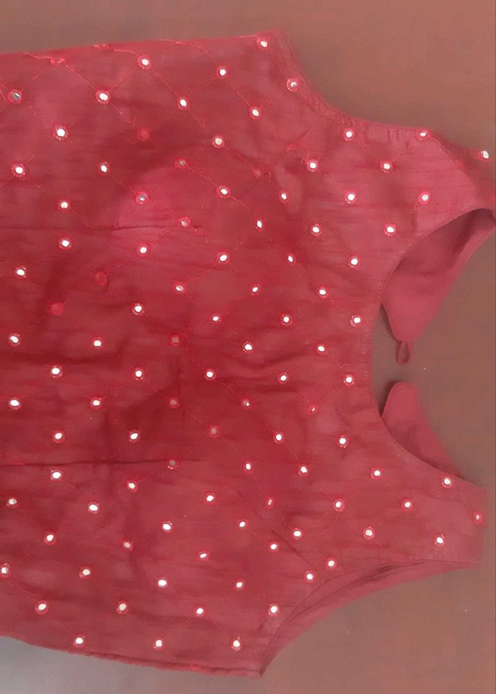 New Maroon Mirror Work Padded Blouse