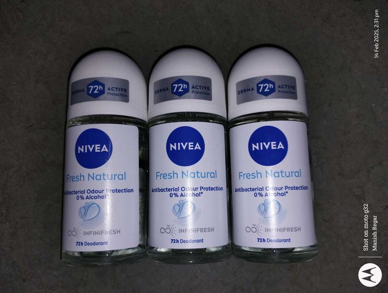 🌟 NIVEA FRESH NATURAL DEODORANT 🌟 72H 🌟 3pack