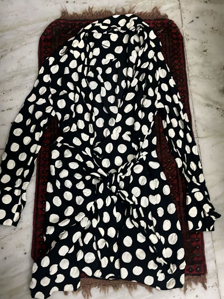 Zara Chic Polka Dot Midi wrap Dress