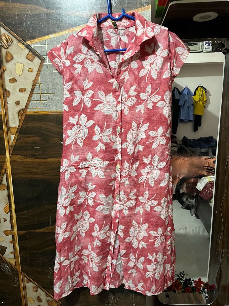 Floral Print Button-Down Kurta