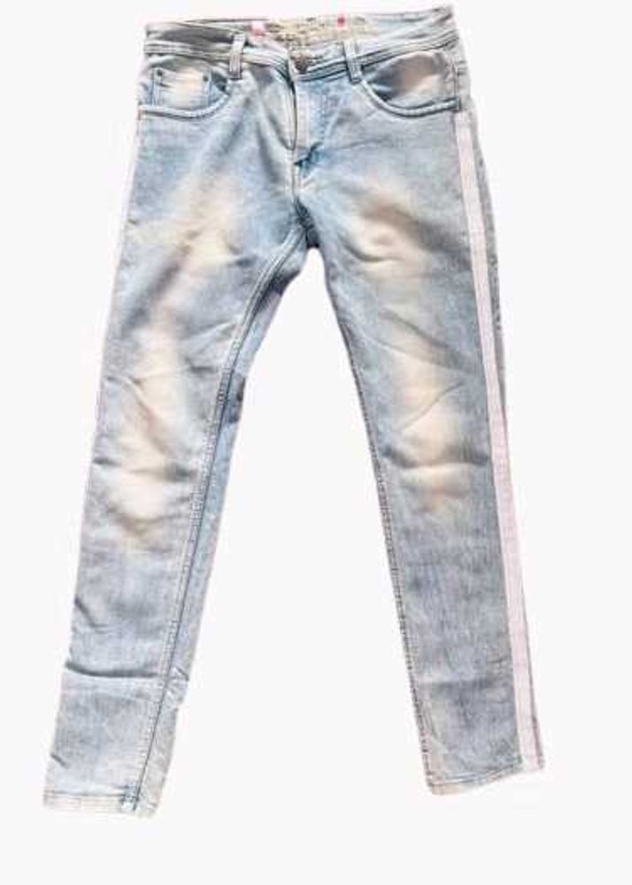 Light Wash Jeans with Side Stripe