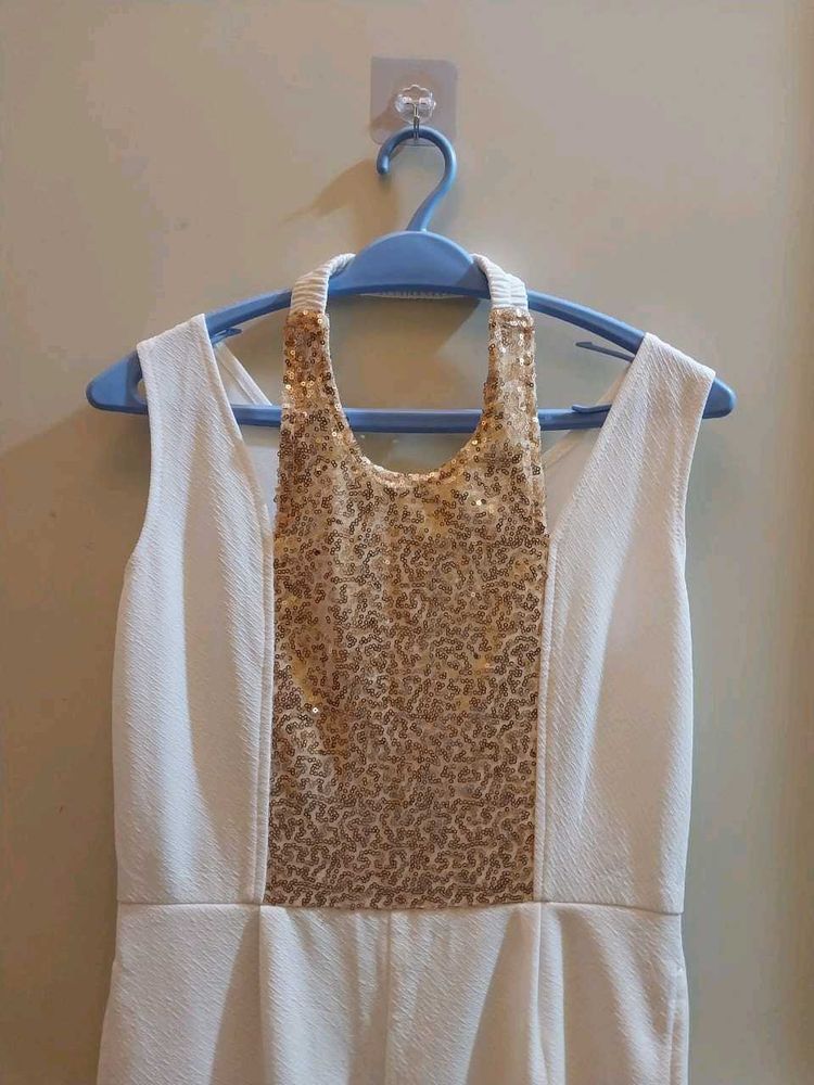 White &amp; Gold Party Dress