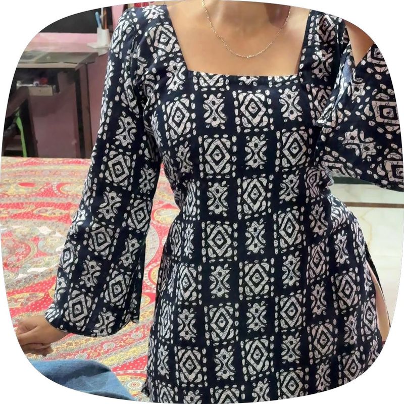 Stylish Navy Blue Printed Kurta