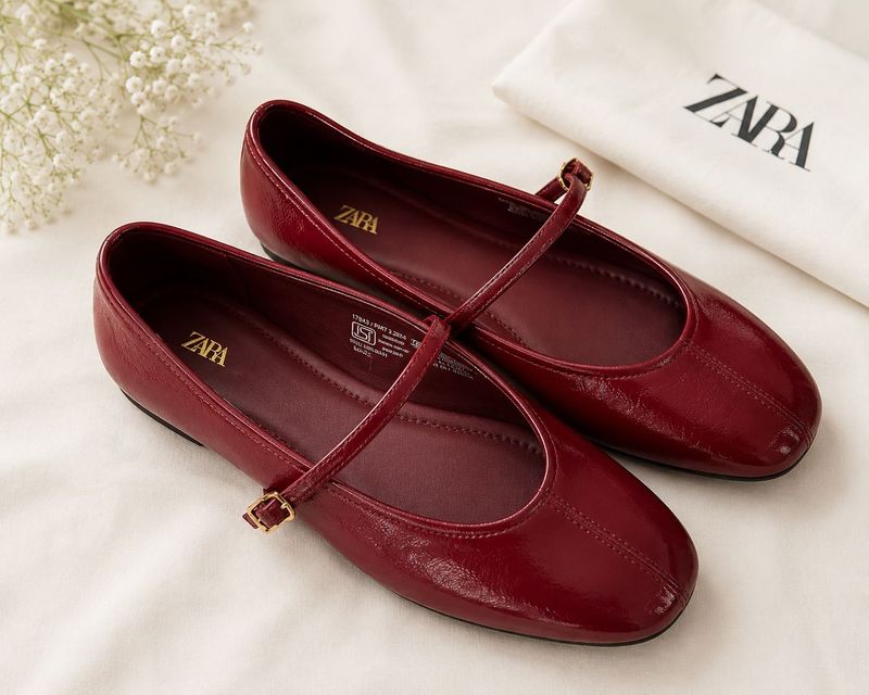 Zara Red Patent Mary Jane Flats