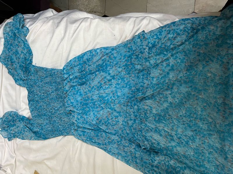 Bohemian Blue Floral Maxi Dress
