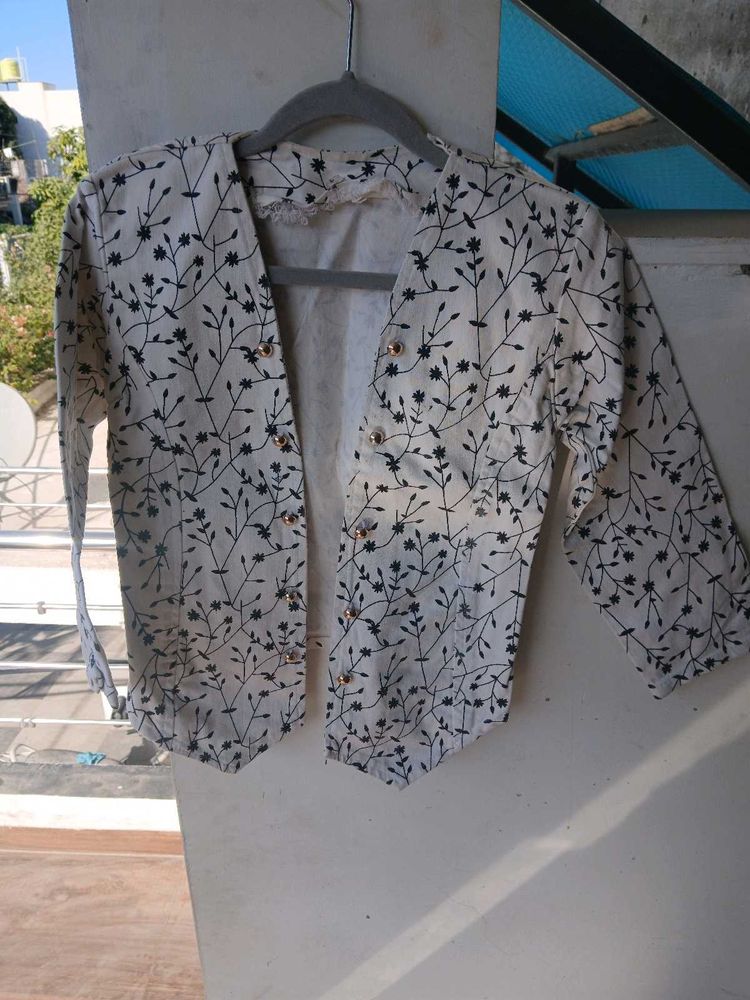 Floral Print Open Front Jacket