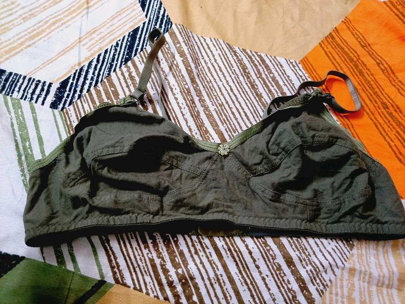Olive Green Cotton Bra