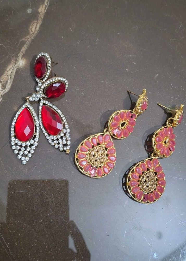 Red &amp; Pink Statement Earrings