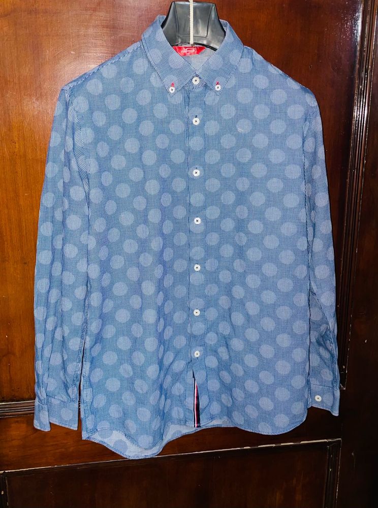 fantom Blue Polka Dot Button-Down Shirt