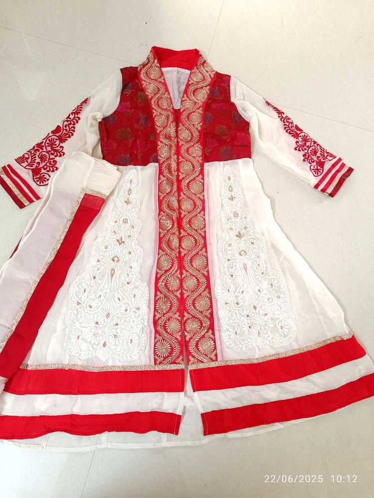 Xl Size Grand Red &amp; White Kurta Set
